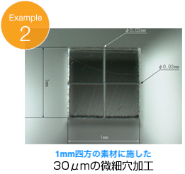 30μmの微細穴加工